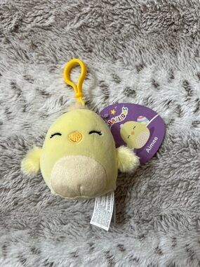 NWT | Squishmallow Aimee Yellow Chick Plush Clip-On Keychain
